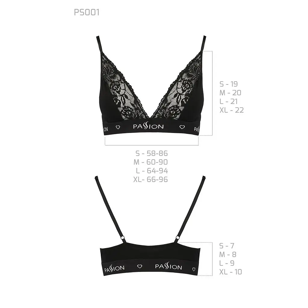 Еластичний топ з мереживом Passion PS001 TOP L, black - фото 6
