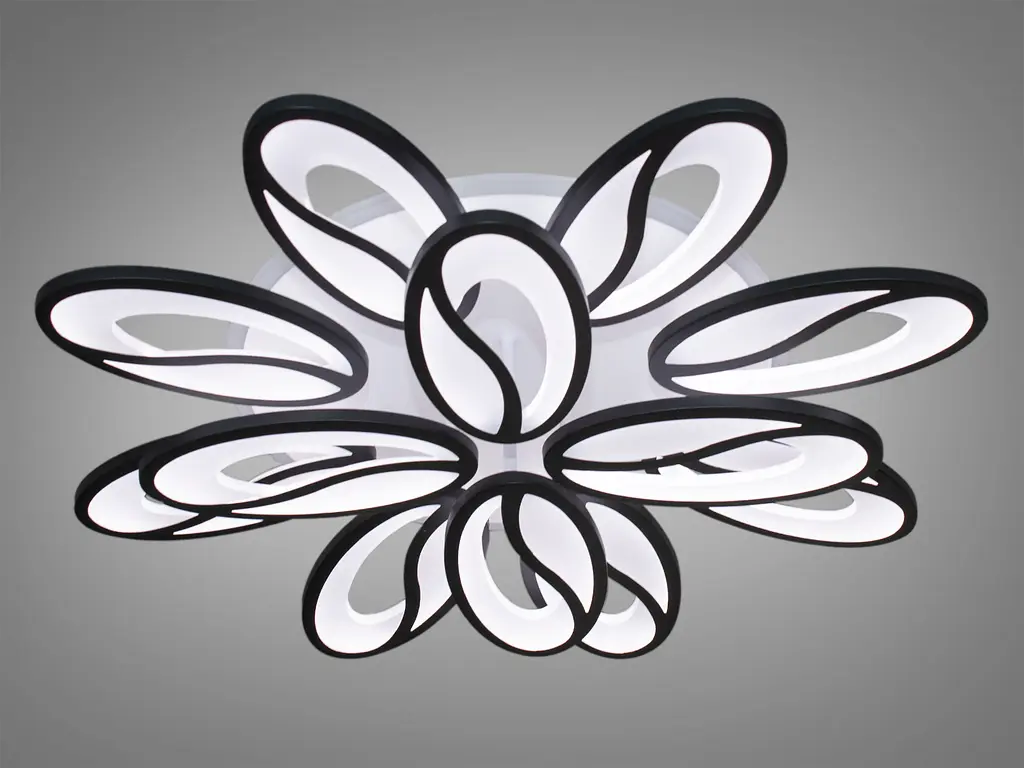 Світлодіодна люстра 8090-8+4BKLEDDIMMER3COL чорна з димером - фото 2