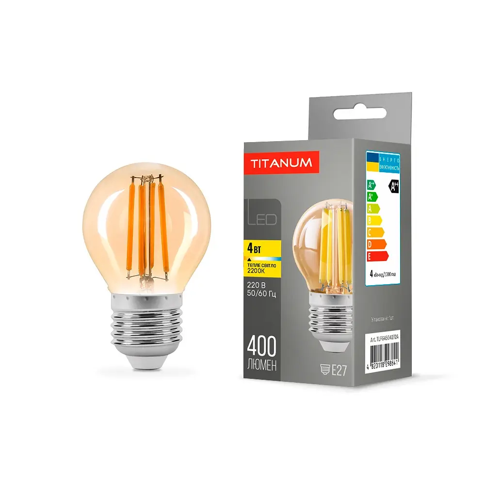 Светодиодная лампа Titanum LED Filament G45 4W E27 2200K бронзовая (TLFG4504272A) - фото 3
