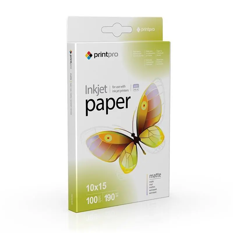 Фотопапір PrintPro матовий 190г/м2 10x15см 100арк (PME1901004R)