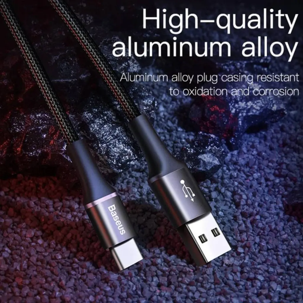 USB Type-C кабель BASEUS з led підсвічуванням 25 см Чорний - фото 5