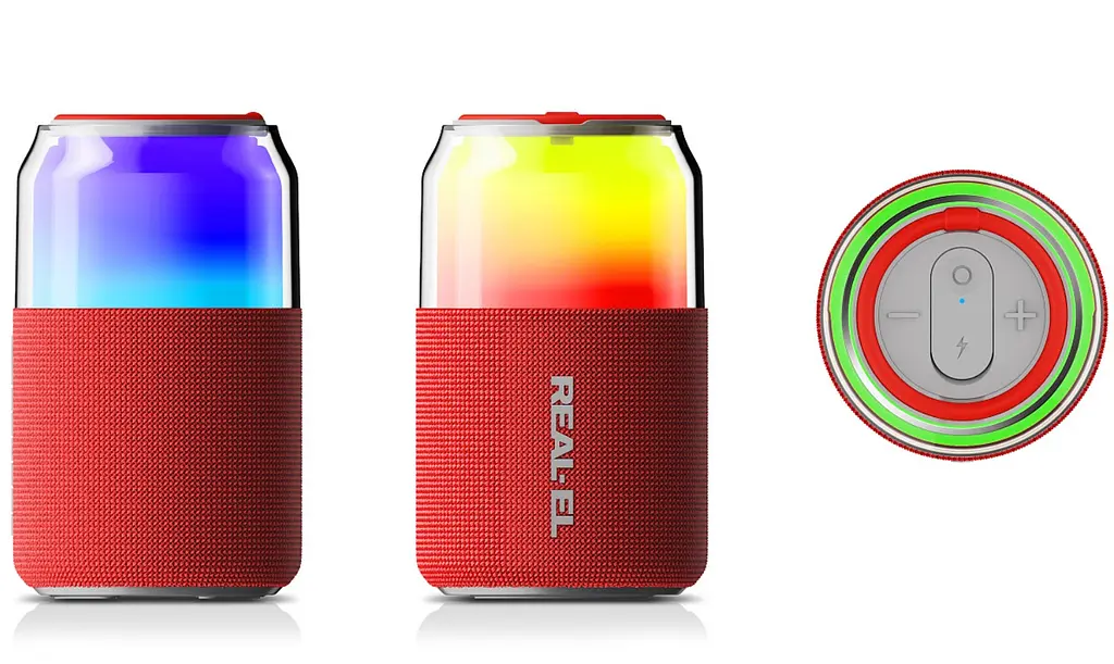Портативная колонка REAL-EL RX705 5W Bluetooth TWS, RGB, RED - фото 3