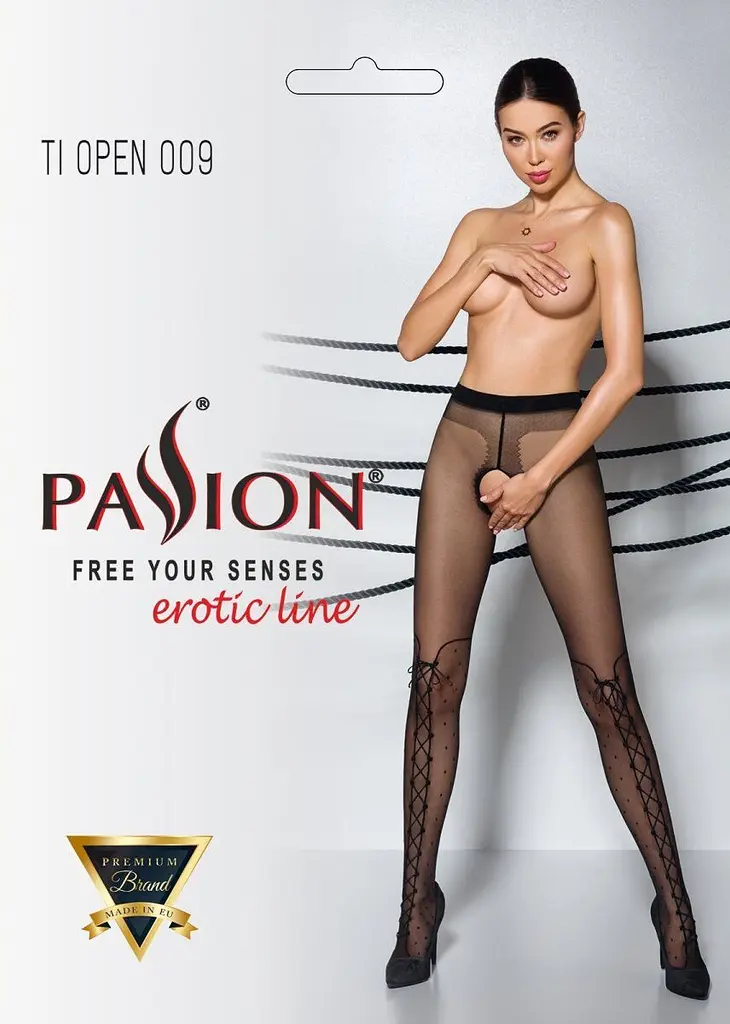 Колготки Passion Tiopen 009 з відкритим доступом 3/4 чорні - фото 3