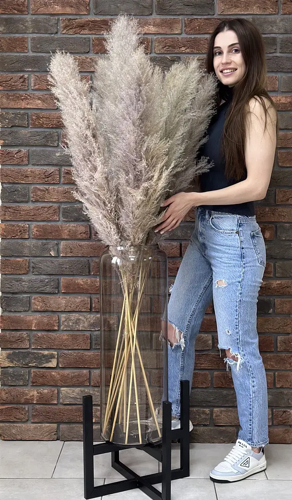 Ваза J-line стеклянная узкая коричневая 70 см (23667) - фото 2