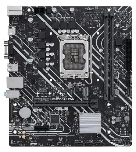 Мат.плата LGA1700, Asus PRIME H610M-K D4, H610, 2xDDR4, Int.Video(CPU), 4xSATA3, 1xM.2, 1xPCI-E 16x 4.0, 1xPCI-E 1x 3.0, ALC997, GLan, 3xUSB3.2/5xUSB2.0, VGA/HDMI, MicroATX - фото 2