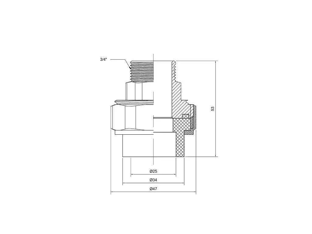 Американка Thermo Alliance d 25мм поліпропіленова 25х3/4"З для поліпроп. труб (DSI202) - фото 2