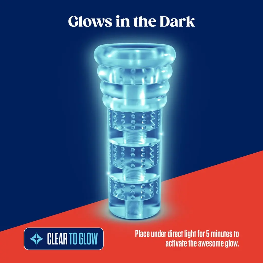 Мастурбатор Blush Rize - Luz Glow in the Dark Masturbator - Clear, всмоктування, світиться в темряві - фото 4