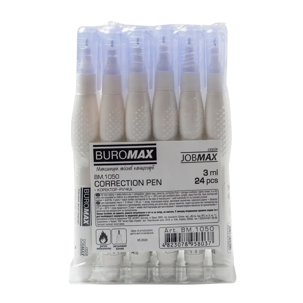 Коректор Buromax ручка 3 мл Jobmax, спиртова основа, металевий наконечник (BM.1050) - фото 3