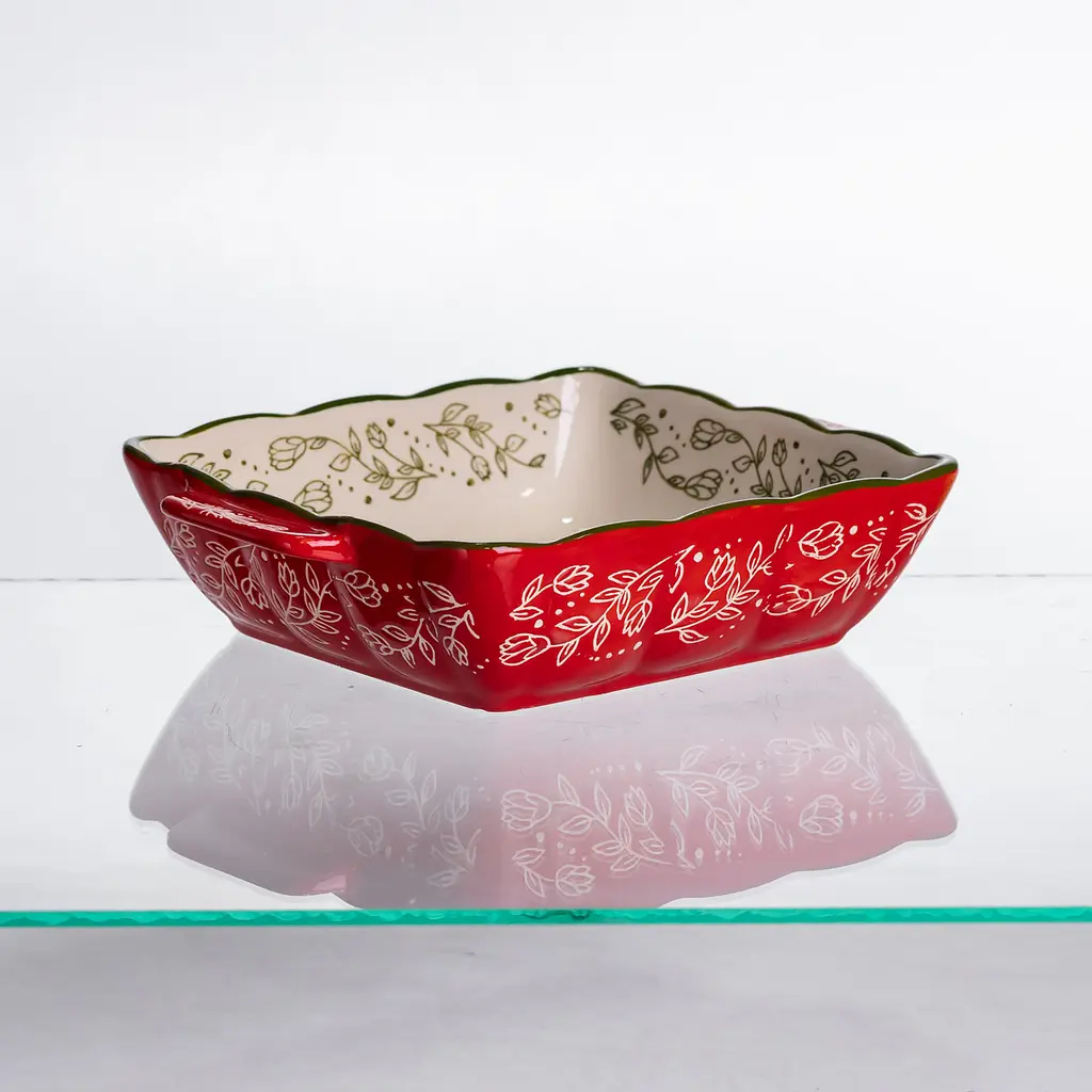 Форма для запекания Yiwu Vintage 20×16.5×4 (см) квадратная форма для выпечки в духовке с ручками Красный HM04-13 - фото 5
