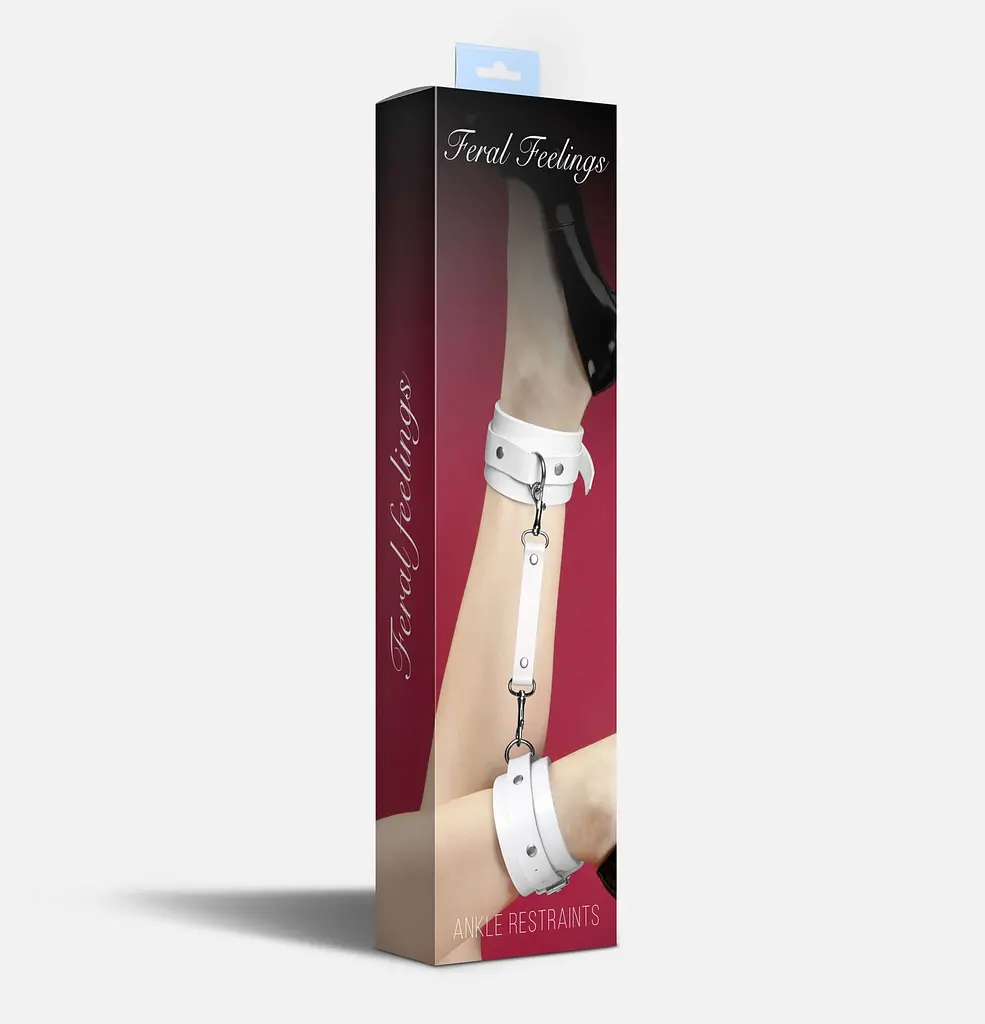 Поножі Feral Feelings - Ankle Restraints White, натуральна шкіра - фото 2