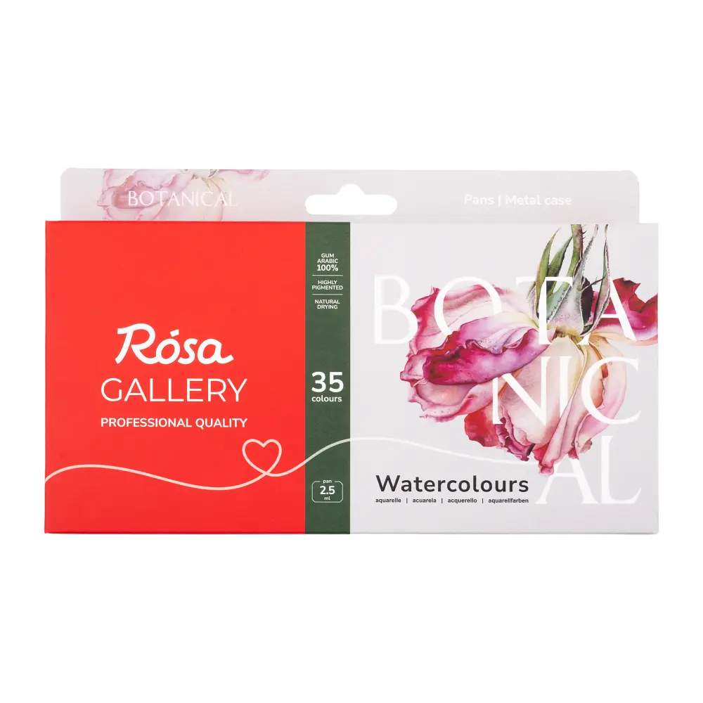 Набір акварельних фарб Botanical 35х2,5 мл кювета, металевий пенал Індіго ROSA Gallery (4823098540724) - фото 3
