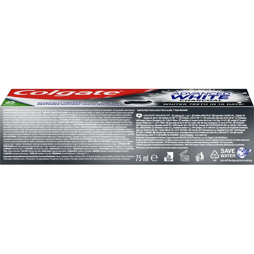 Зубна паста Colgate Advanced White Charcoal Відбілювальна з вугіллям 75 мл (8718951253827) - фото 4