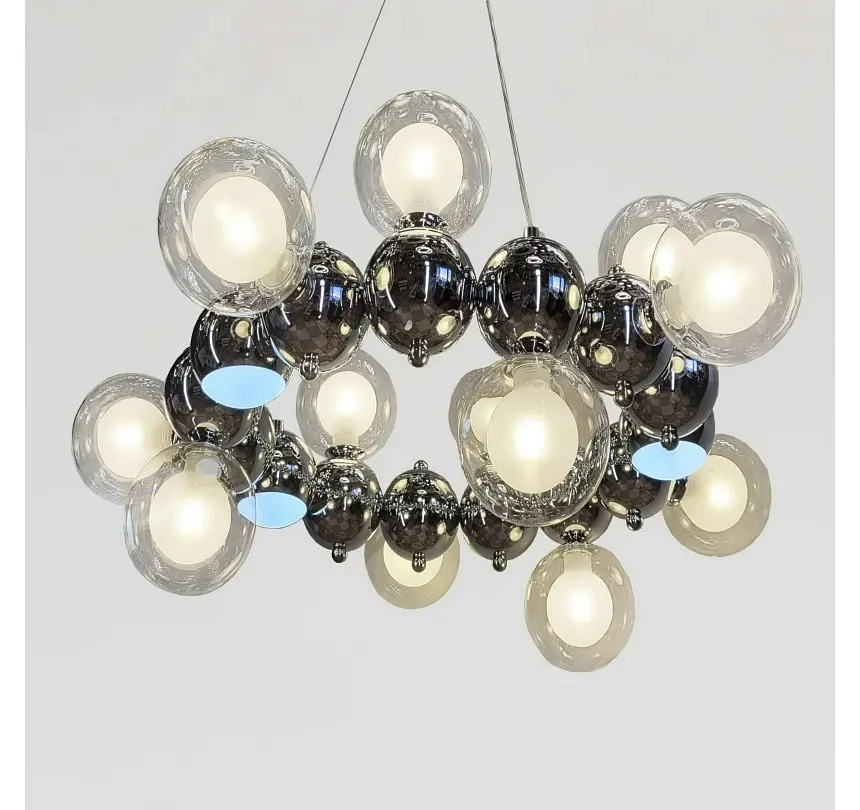 Велика дизайнерська люстра Artlight 1117/15 з 15 скляними плафонами-кулями та LED-підсвічуванням - фото 5