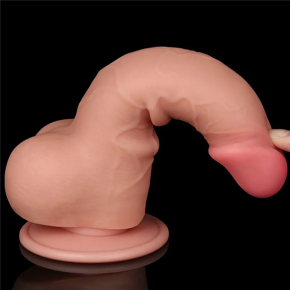 Фаллоимитатор Sliding-Skin Dual Layer Dong 7.5'' 19.5 см телесный - фото 10