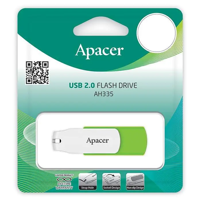 Флеш-накопичувач Apacer USB 64GB AH335 White/Green (AP64GAH335G-1) - фото 3