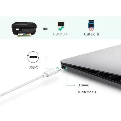 Кабель для принтера Ugreen USB-C 2.0 to BM 1.5m white (40417) - фото 3