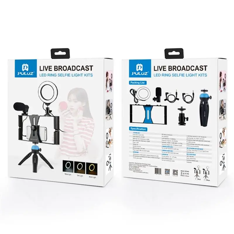 Комплект блогера Puluz PKT3025L 4в1 (кільцеве світло, кріплення, тримач для телефону, мікрофон) - фото 9