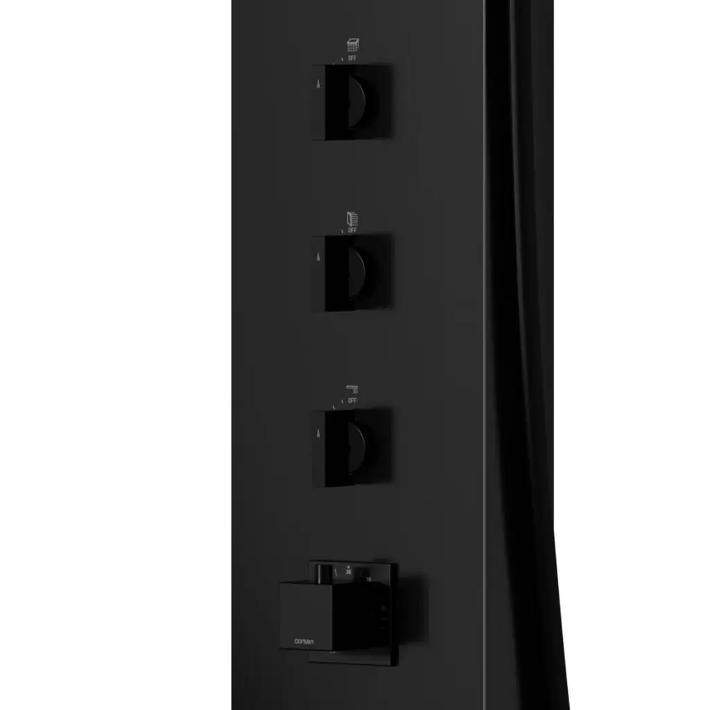 Душова панель Corsan Neo black LED з виливом та термостатом S060TBLLEDW, Чорний матовий - фото 5