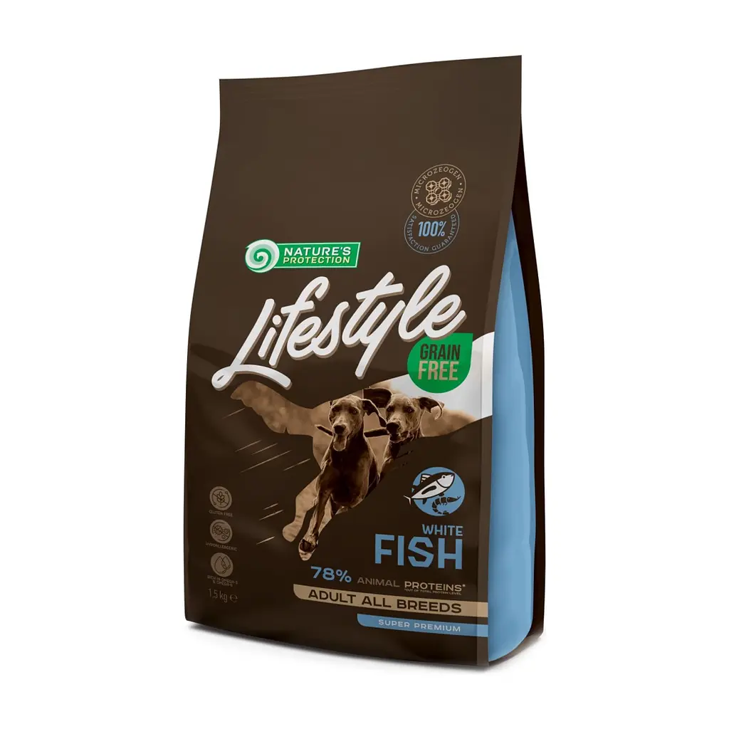 Сухий корм для собак Nature's Protection Lifestyle Grain Free White Fish Adult All Breeds 1.5 кг (NPLS45684)