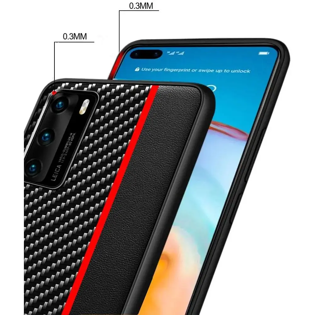 Чехол накладка Primolux Cenmaso для телефона Huawei P40 Black&Red - фото 2