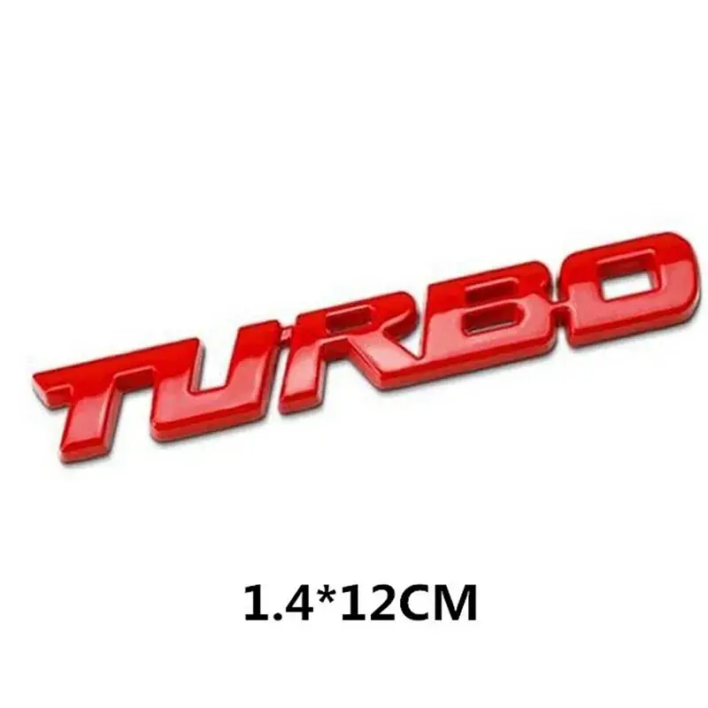 Емблема напис TURBO 120х14 мм Червоний метал на скотчі (Завод) - фото 2