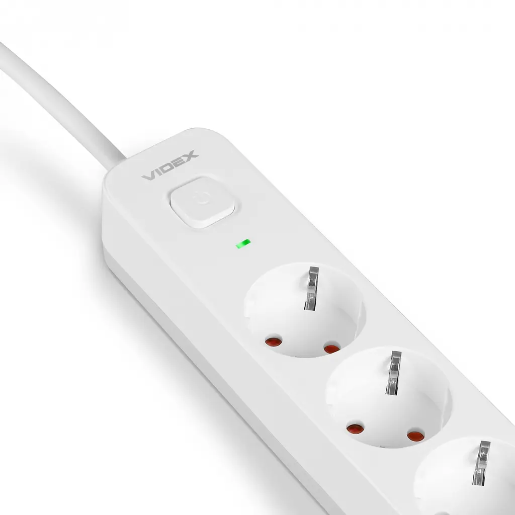 Сетевой удлинитель Videx Oncord з/з 6 п 3 м (3x1.5 мм) с кнопкой белый (VF-PD63G-W) - фото 7