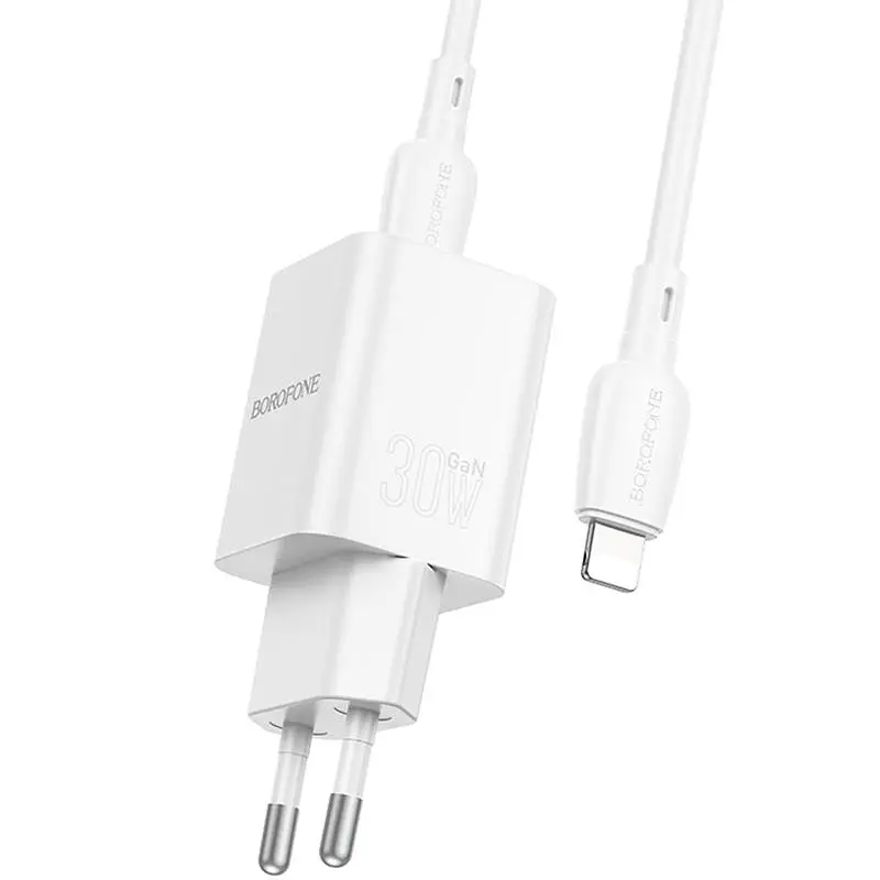 МЗП BN14 Royal PD30W+QC3.0 (1USB-A/1C) + кабель Type-C to Lightning White Borofone teh0029626 - фото 3