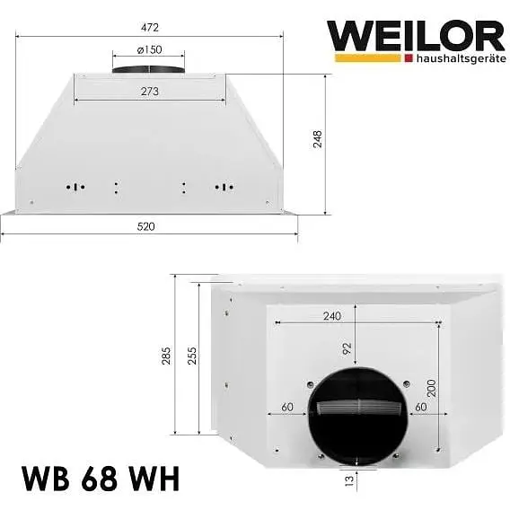 Витяжка вбудована Weilor WB 68 WH - фото 10