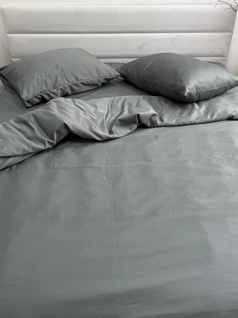 Комплект постільної білизни Ecotton двоспальний 180х215 см однотонний сірий Nid Grey (25192/2.0)