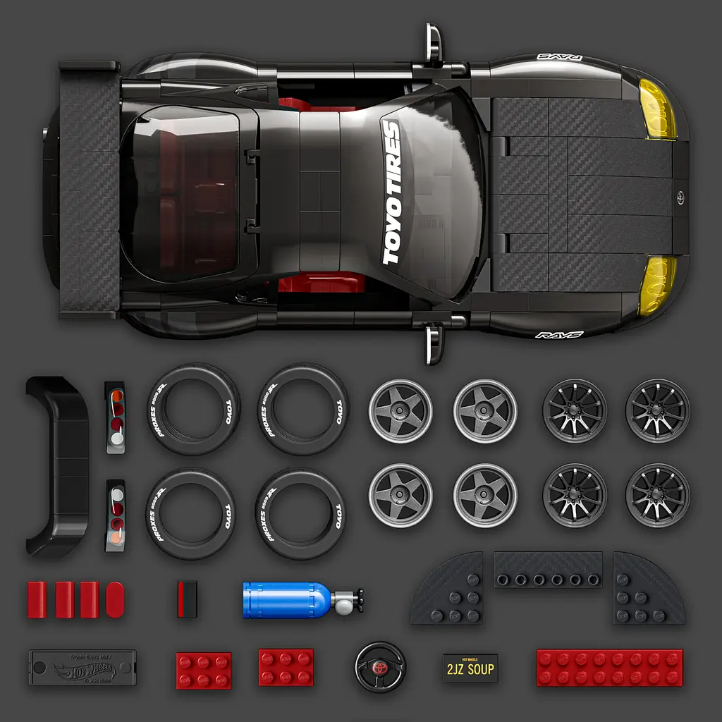 Колекційна машинка-конструктор Mattel Brick Shop Elite Toyota Supra '94 MKIV (JKG40) - фото 5