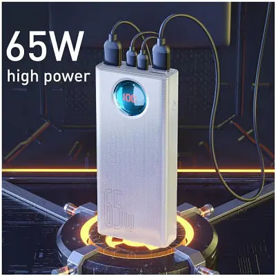 Зарядний пристрій Baseus Amblight Digital Display Quick Charge 65W 30000mAh (Білий) - фото 9