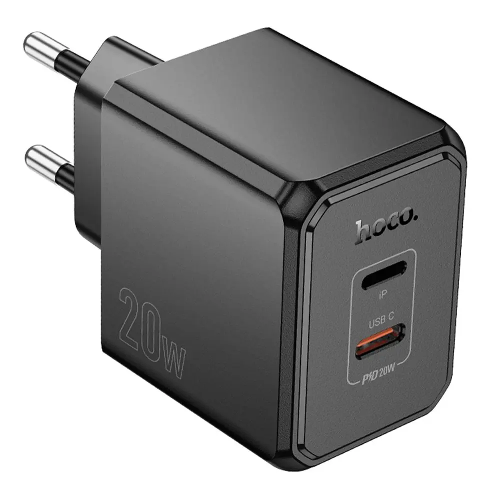 Мережевий зарядний пристрій Hoco CS16A Dual port Type-C/Lightning PD/QC 20W PPS Black (35776_3605181) - фото 3