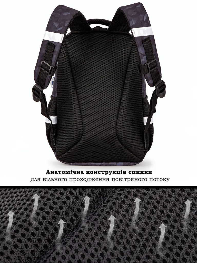 Ортопедический рюкзак School Standard 3 в 1 с пеналом и мешком Майнкрафт для мальчика 475 гр 17,5 литров Черный - фото 8