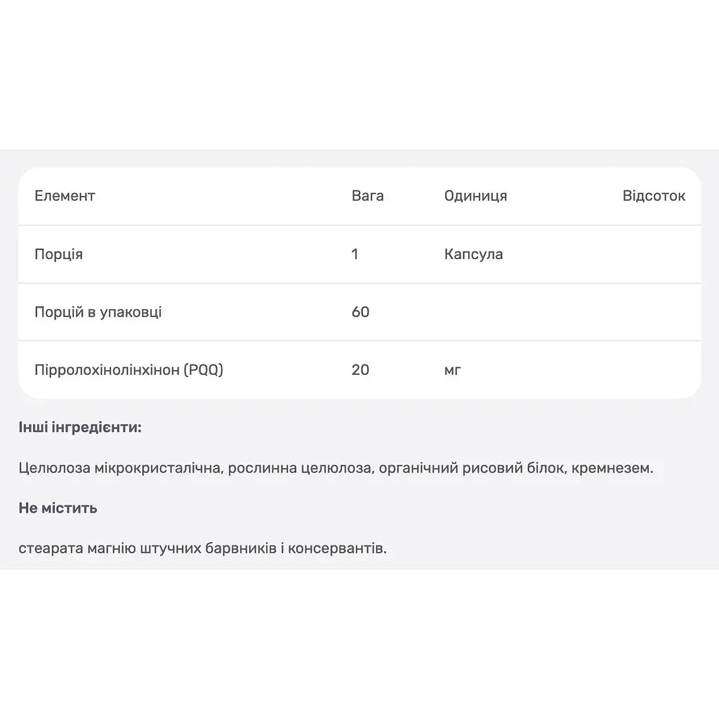 Пірролохінолінхінон PQQ NaturesPlus BrainCeutix 20 мг 60 капсул - фото 3