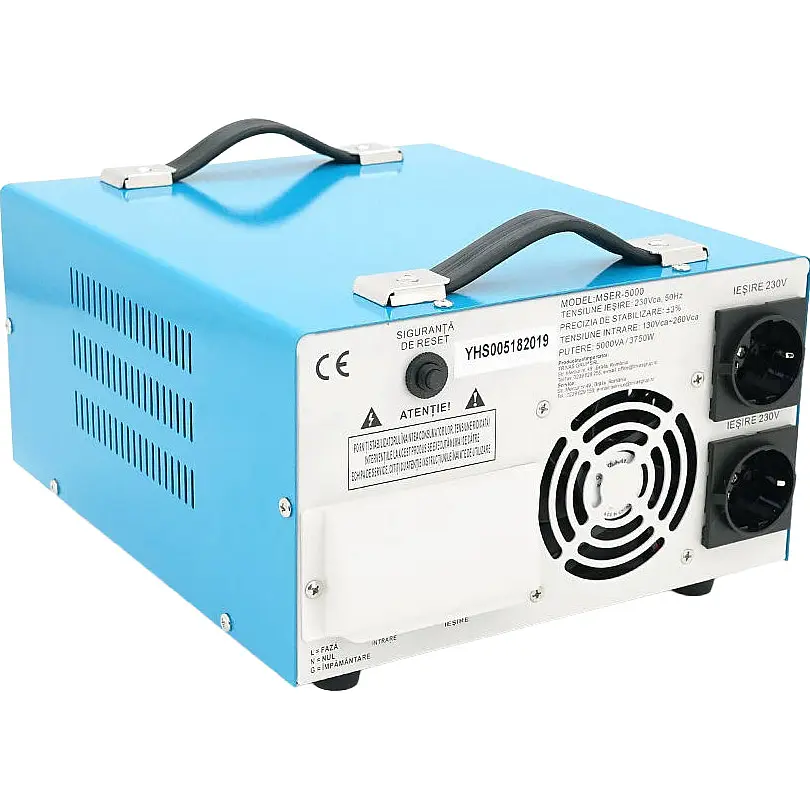 Стабілізатор напруги сервопривідний WesTech MSER 5000 VA-V2 3750 Вт 230В±3% 130-260В, однофазний, 2 євророзетки LED - фото 2