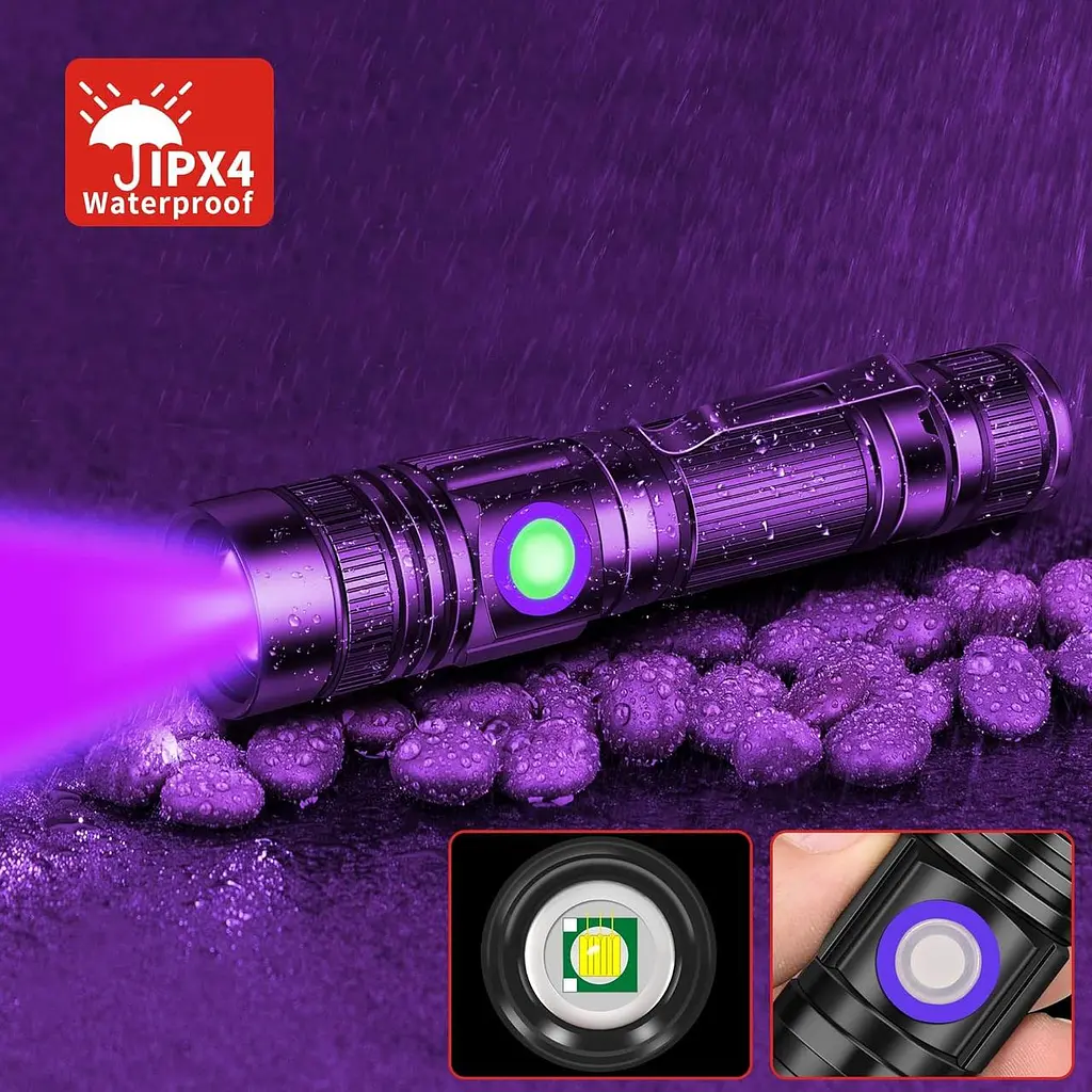 DARKBEAM UV 395nm Ліхтарик USB Перезаряджуваний, Wood's Lamp Black Light, Ручний ультрафіолетовий світлодіод Портативний - фото 5