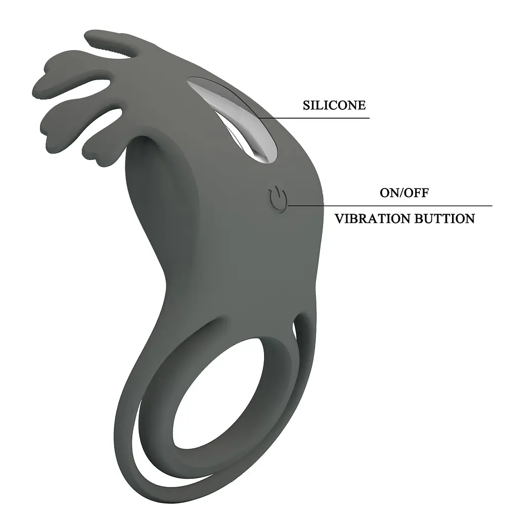 Ерекційне кільце Pretty Love Vibrant Penis Ring Ruben 8.5 см сірий - фото 8