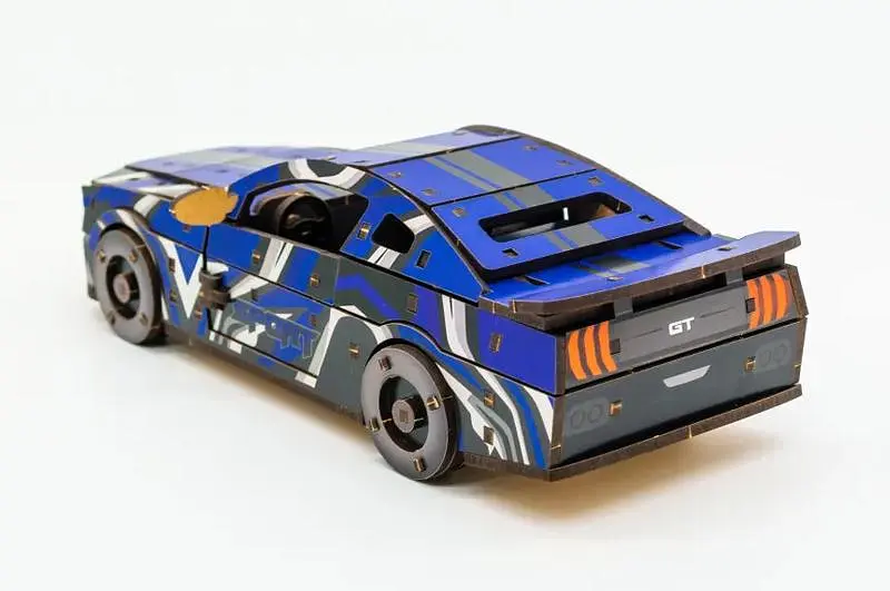 Конструктор "Muscle Car" Puz-00642 дерев'яний, 162 дет., синій колір нар. моделі 24 x 9 x 7 см PuzzleOk - фото 6