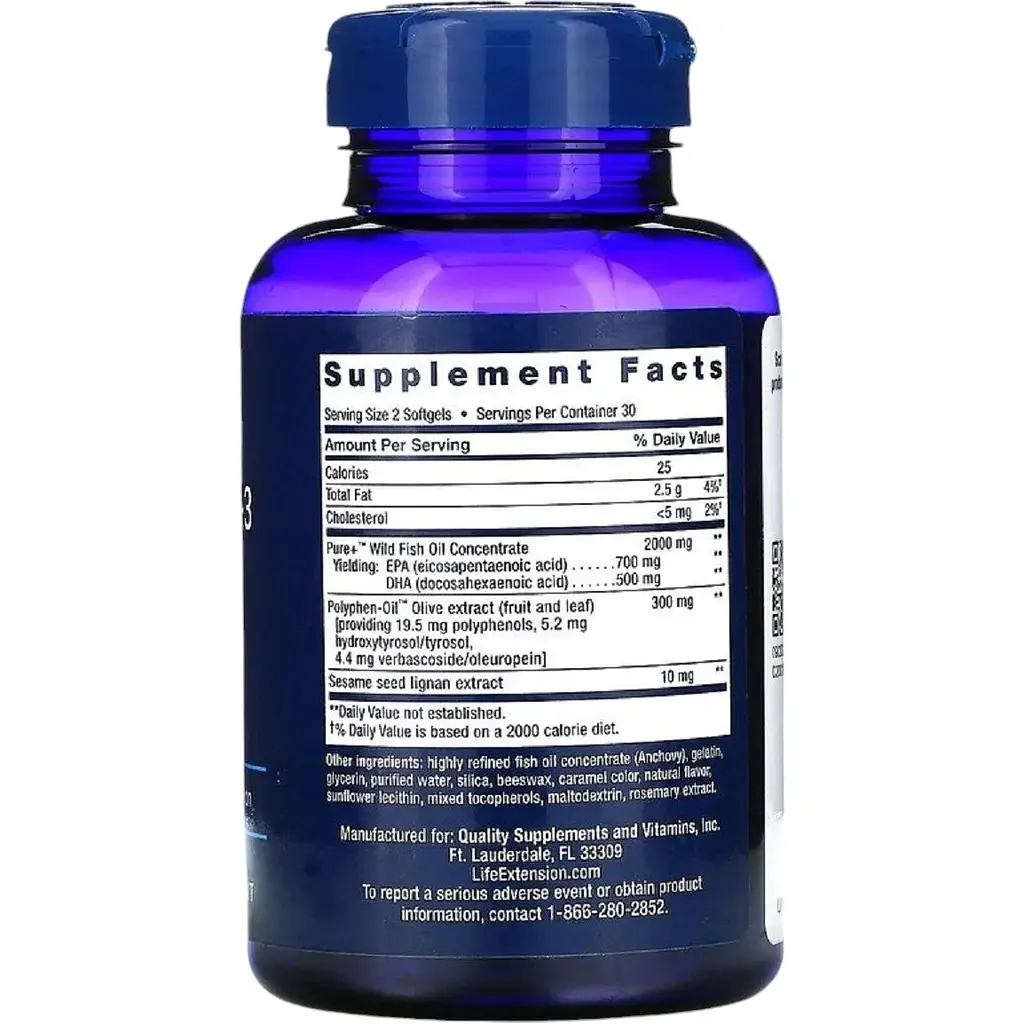 Уценка. Супер Омега-3 Life Extension Omega Foundations Super Omega-3, 60 желатиновых капсул - фото 2