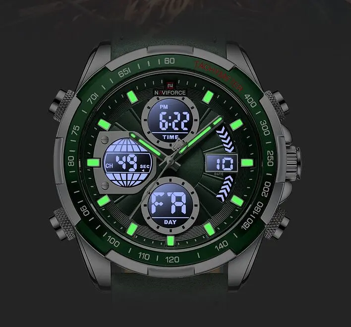 Наручний годинник чоловічий NaviForce Fly Army Hook Green 2 ремінці Сріблястий (3594) - фото 5