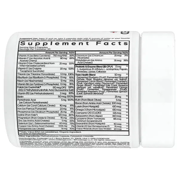 Мультивітаміни для підлітків Teen Fermented Multivitamin+ 60 Capsules Codeage vit0005316 - фото 2
