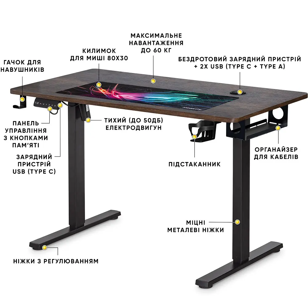 Стіл Mealux PowerDesk Energy Antique з електрорегулюванням висоти (арт. EVO-201 Energy A/B) - фото 2