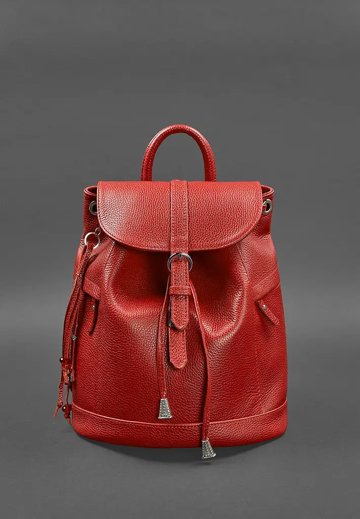 Шкіряний жіночий рюкзак Олсен червоний - фото 3