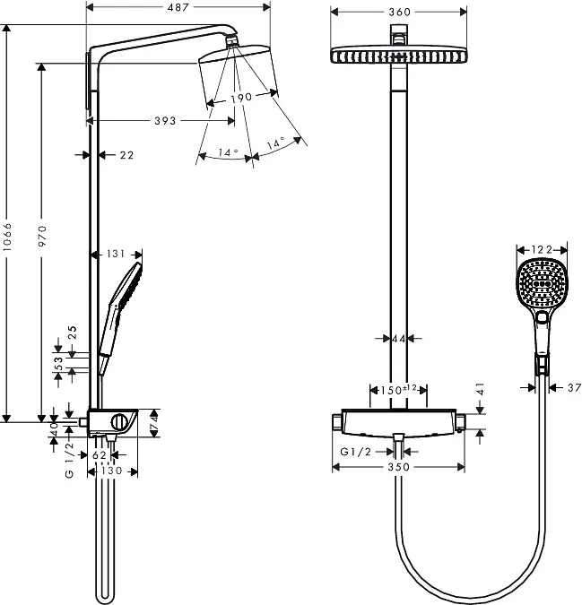 Душова система Hansgrohe Raindance Select 360 Showerpipe 27112000, Хром - фото 2