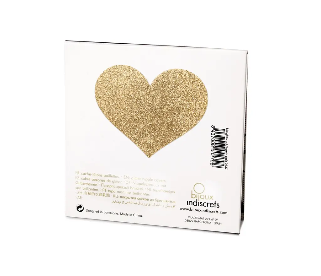 Наклейки на соски Bijoux Indiscrets Flash Glitter Pasties Heart 2 шт. золотий - фото 4