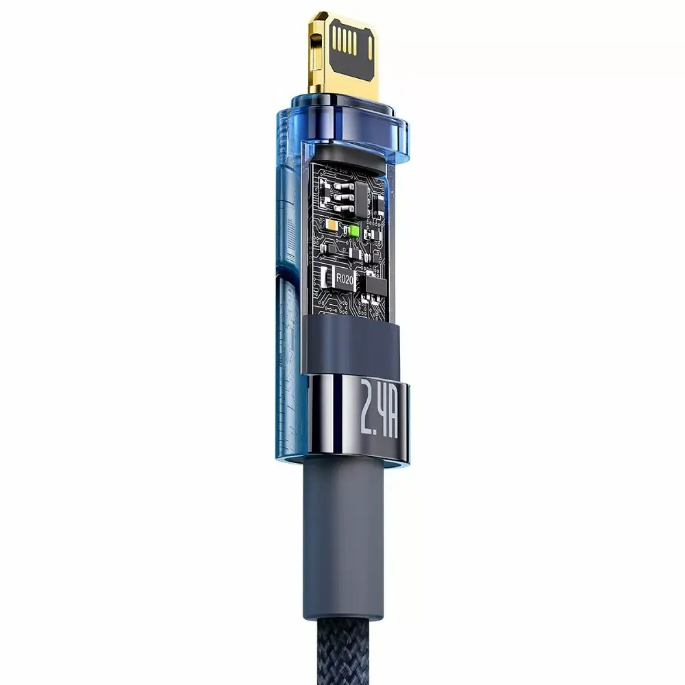 Кабель Baseus Explorer Series Auto Power-Off Cable USB to Lightning 2.4A 1m CATS000403 Blue - фото 3