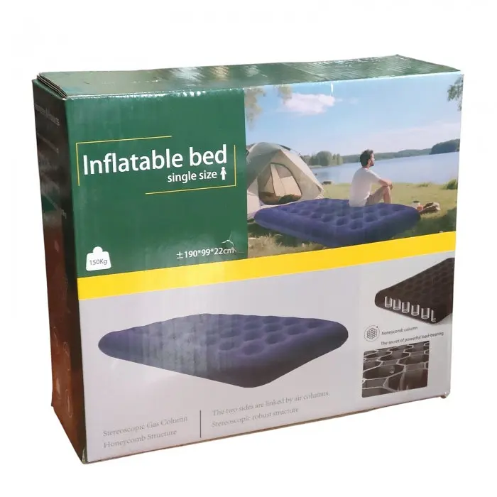 Велюровий односпальний матрац Inflatable bed 190x99x22 см Синій - фото 2