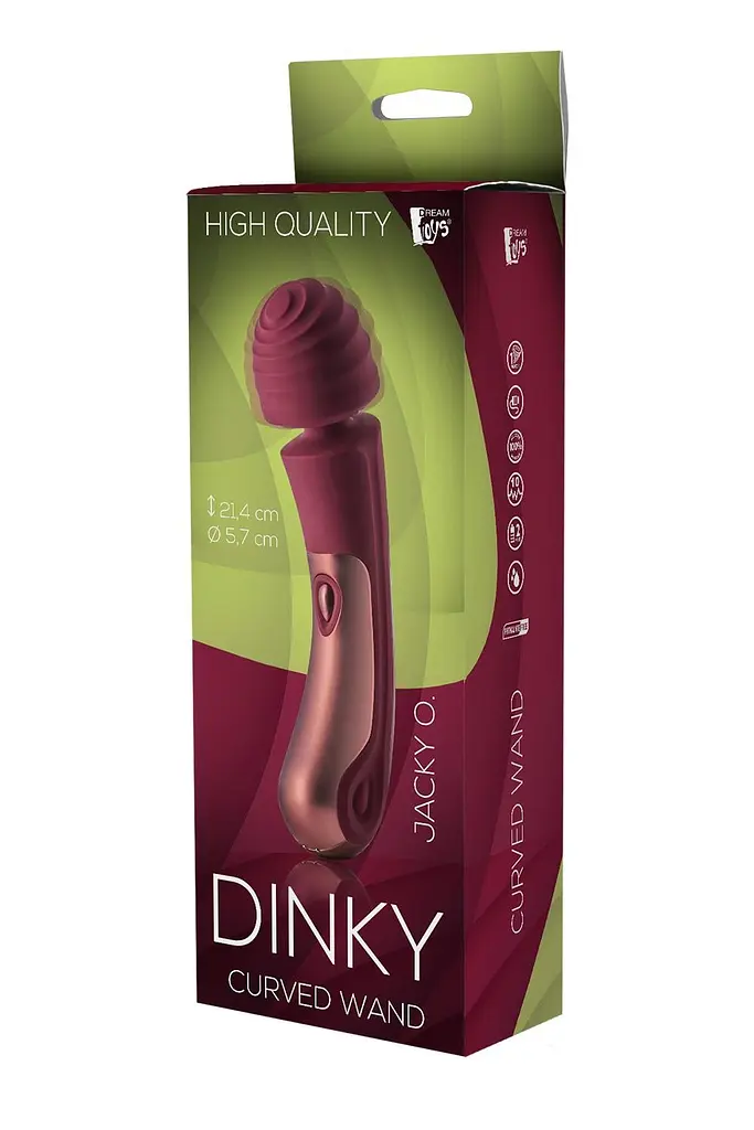 Вібратор Dream Toys Dinky Curved Wand Jacky O -мікрофон, 23 см бордовий - фото 4