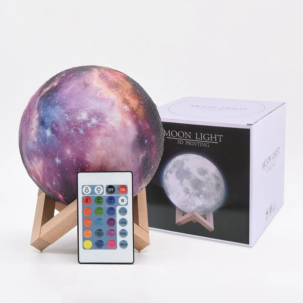 Настільний сенсорний світильник – нічник Місяць Magic 3D RGB Moon Light з пультом - фото 6