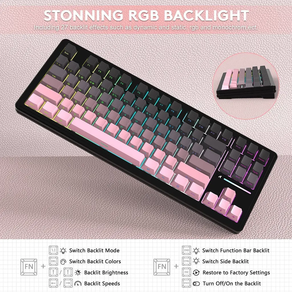 Клавіатура Attack Shark M87 Pro V2 Gradient Pink (AS-6972792470467-B) [166738] - фото 7